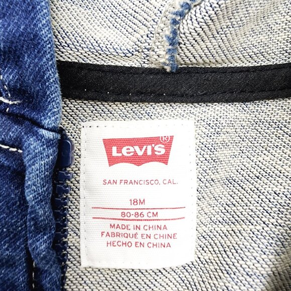 Levis Baby Boys Denim Hooded Jacket 18M Blue Faux Pockets & Zipper Closure‎ - Picture 5 of 6